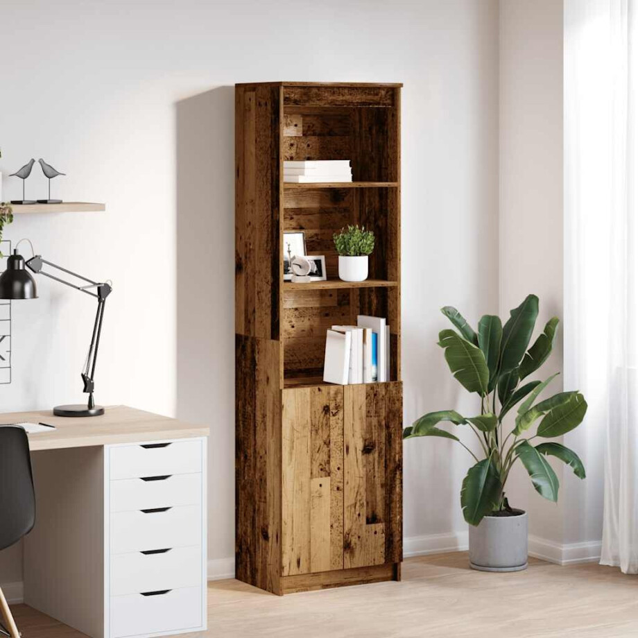 vidaXL Hoge kast 50x35x180 cm bewerkt hout oud houtkleurig afbeelding 1