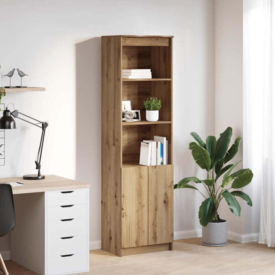 vidaXL Hoge kast 50x35x180 cm bewerkt hout artisanaal eikenkleur afbeelding 1