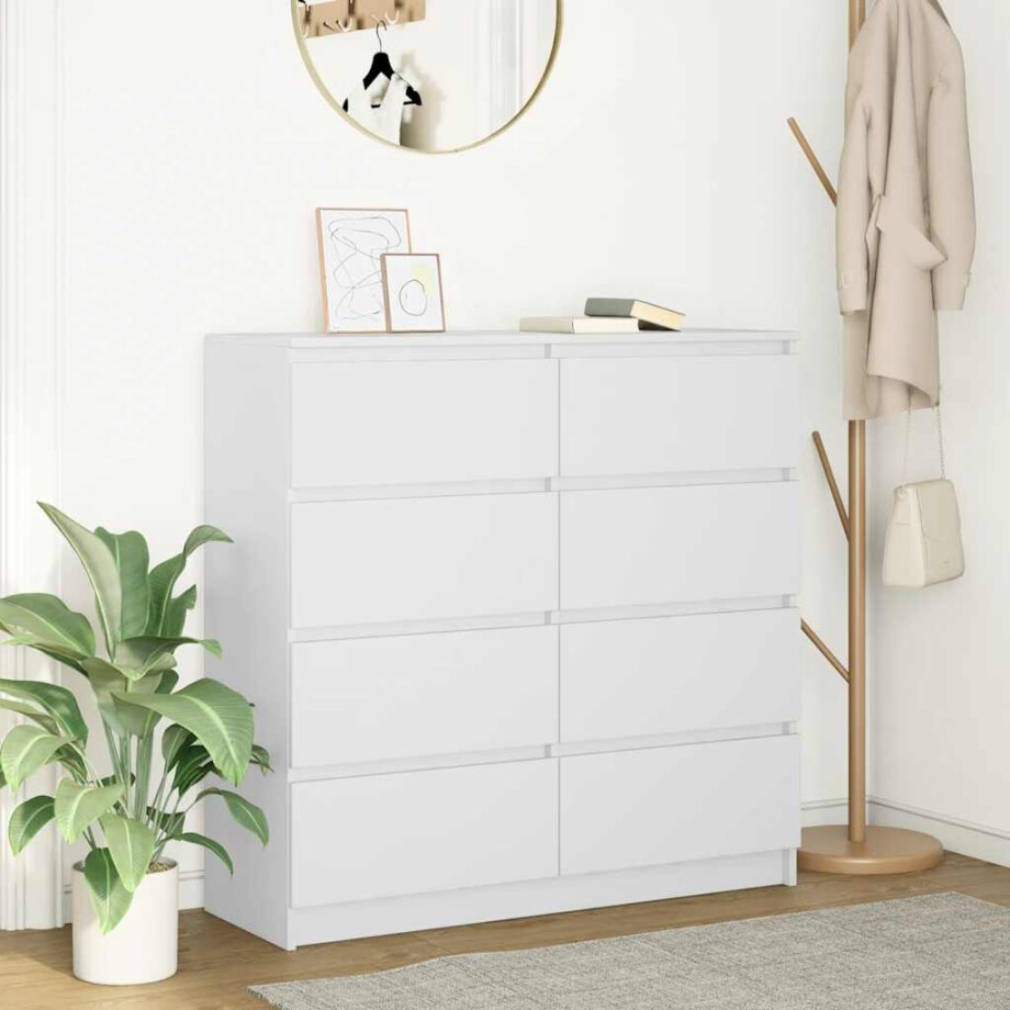 vidaXL Dressoir 100x35x99 cm bewerkt hout wit afbeelding 1