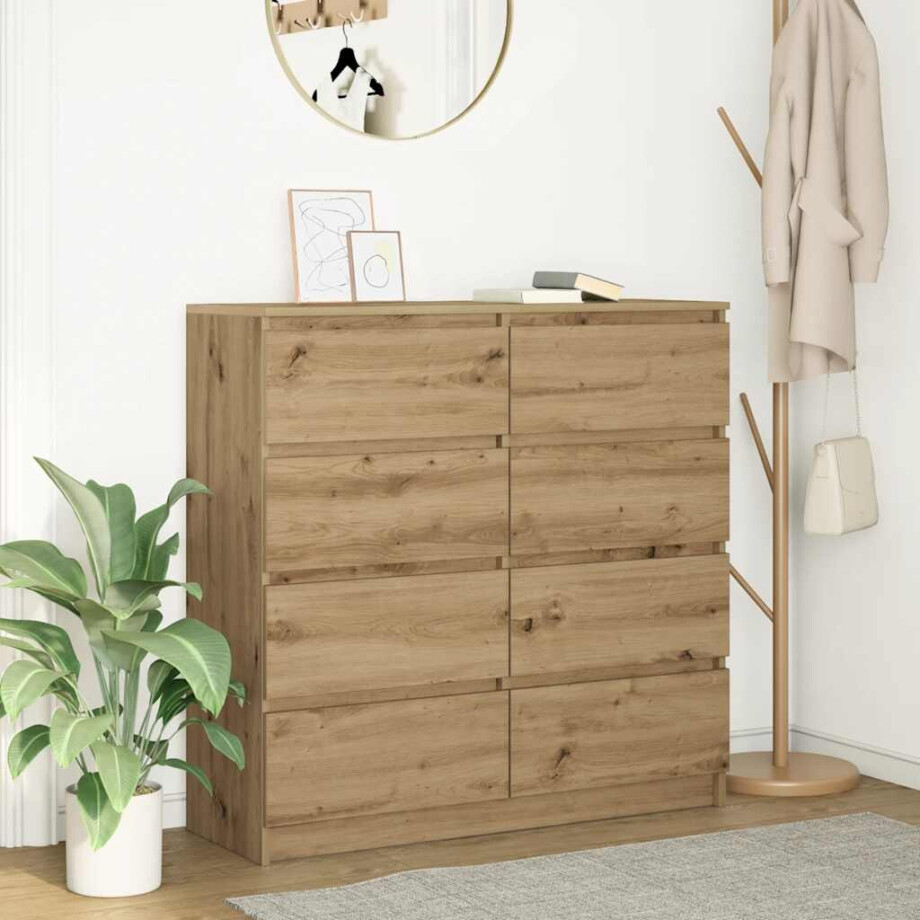 vidaXL Dressoir 100x35x99 cm bewerkt hout artisanaal eikenkleurig afbeelding 1