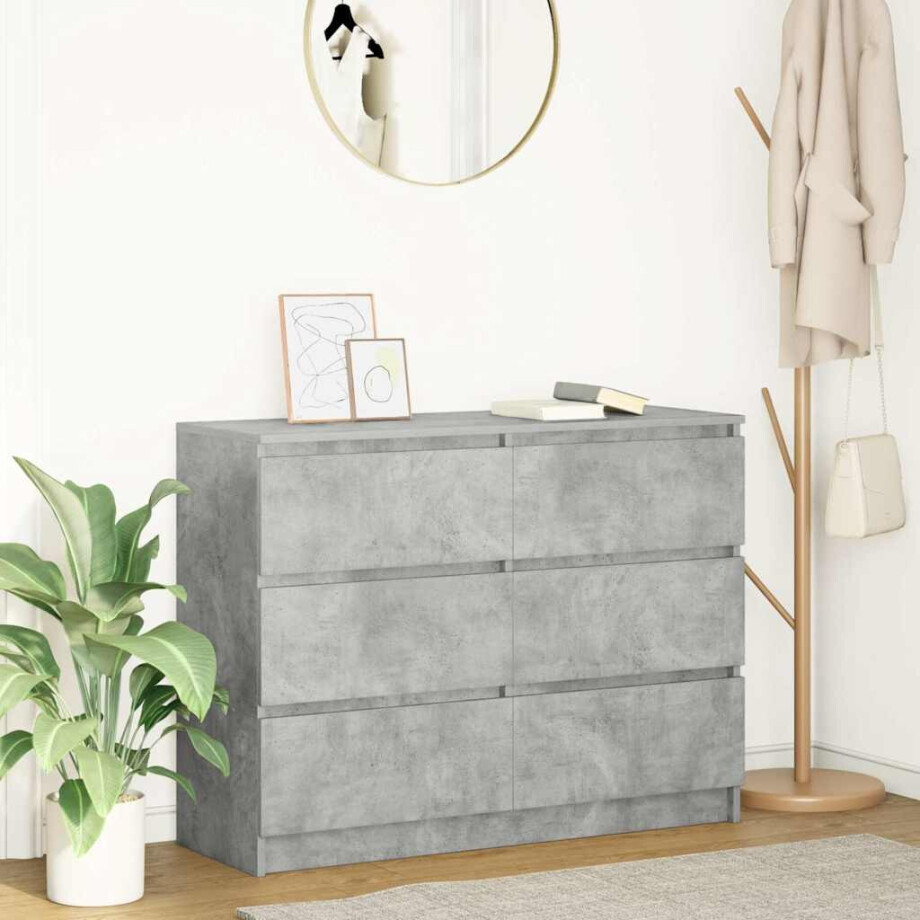 vidaXL Dressoir 100x35x76 cm spaanplaat betongrijs vidaXL Dressoir 100x35x76 cm spaanplaat betongrijs afbeelding 1