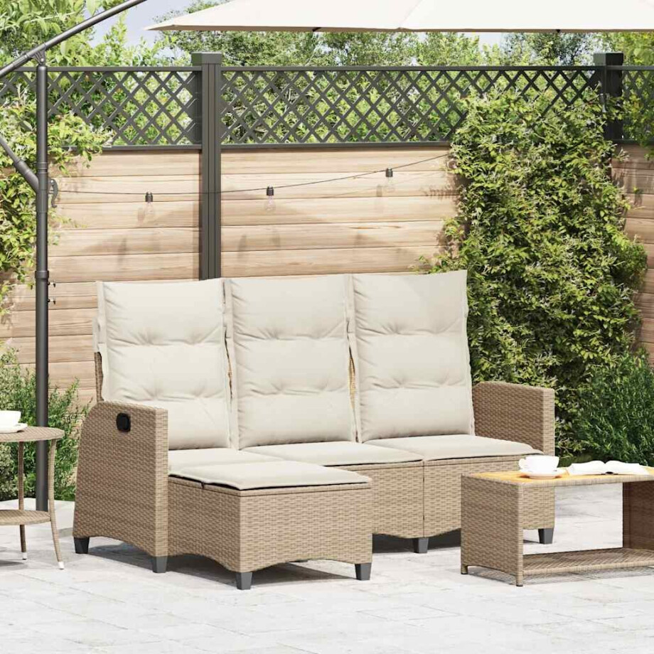 vidaXL Verstelbare tuinbank met kussens L-vormig beige poly rattan vidaXL Verstelbare tuinbank met kussens L-vormig beige poly rattan afbeelding 1