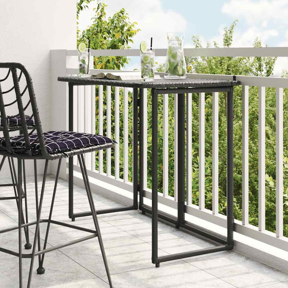 vidaXL Tuintafel inklapbaar 90x51x75 cm poly rattan zwart afbeelding 1
