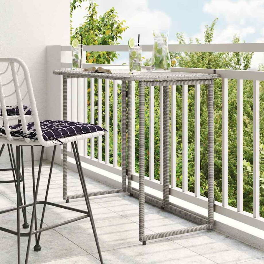 vidaXL Tuintafel inklapbaar 90x51x75 cm poly rattan grijs vidaXL Tuintafel inklapbaar 90x51x75 cm poly rattan grijs afbeelding 1