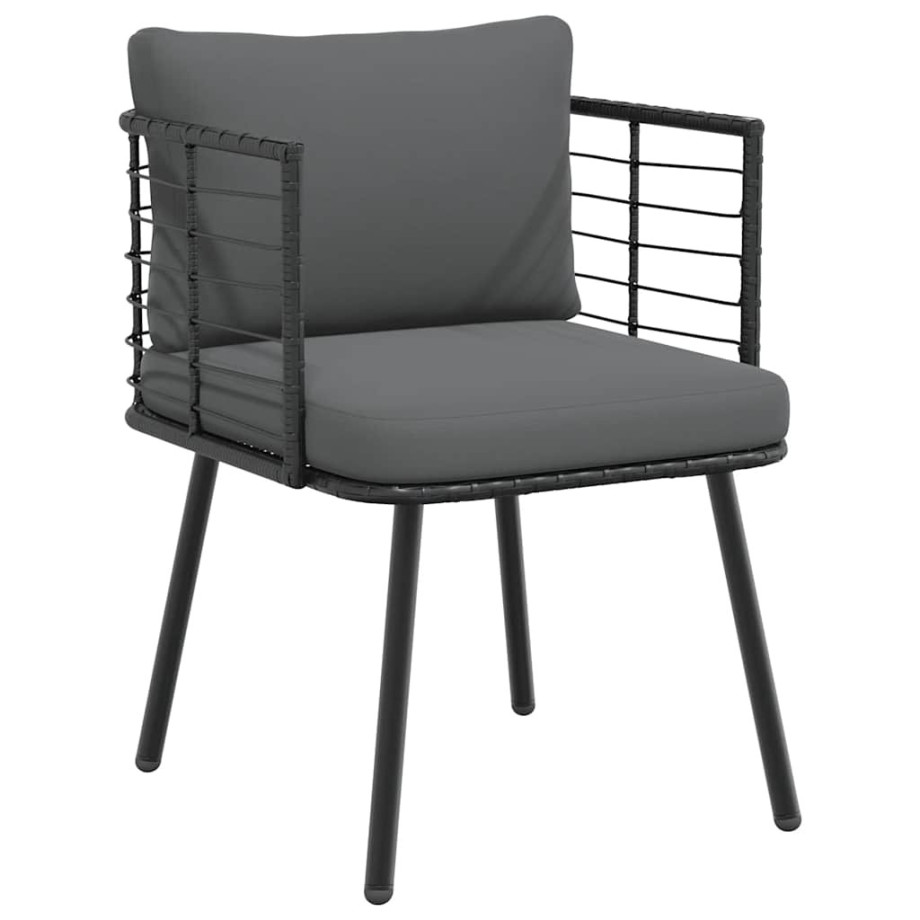 vidaXL Tuinstoel met kussens poly rattan zwart afbeelding 1