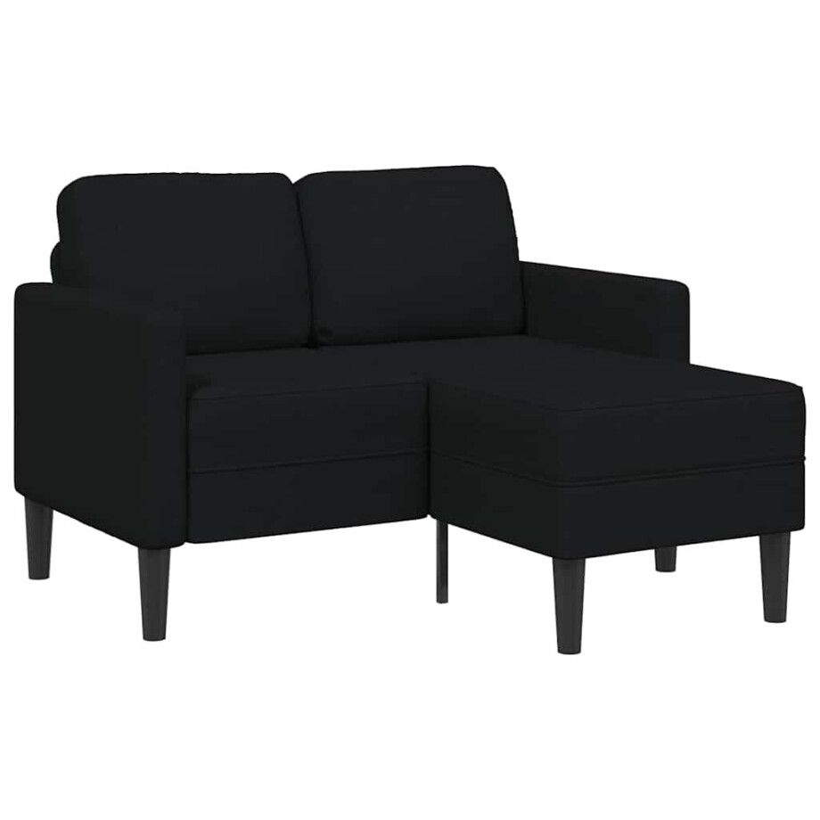 vidaXL 2-zitsbank met ligchaise L-vormig 125 cm stof zwart afbeelding 1