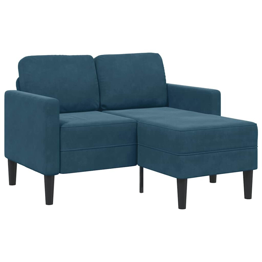 vidaXL 2-zitsbank met ligstoel L-vormig 125 cm fluweel blauw afbeelding 1