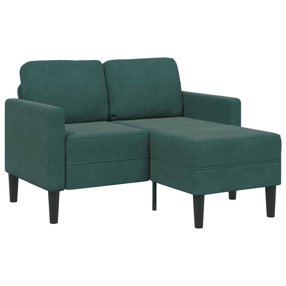 vidaXL 2-zitsbank met chaise L-vorm donkergroen 125 cm fluweel afbeelding 1