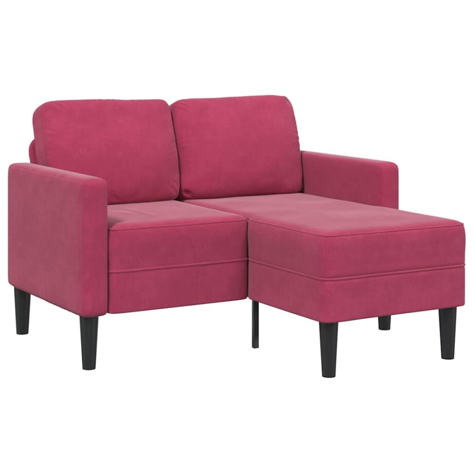 vidaXL 2-zitsbank met chaise L-vorm wijnrood 125 cm fluweel afbeelding 1