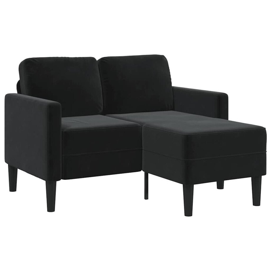 vidaXL Tweezitsbank met chaise longue L-vormig zwart 125 cm fluweel afbeelding 1