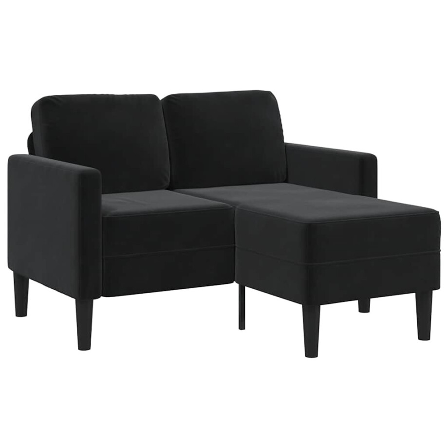 vidaXL 2-zitsbank met ligstoel L-vormig 125 cm fluweel zwart vidaXL 2-zitsbank met ligstoel L-vormig 125 cm fluweel zwart afbeelding 1