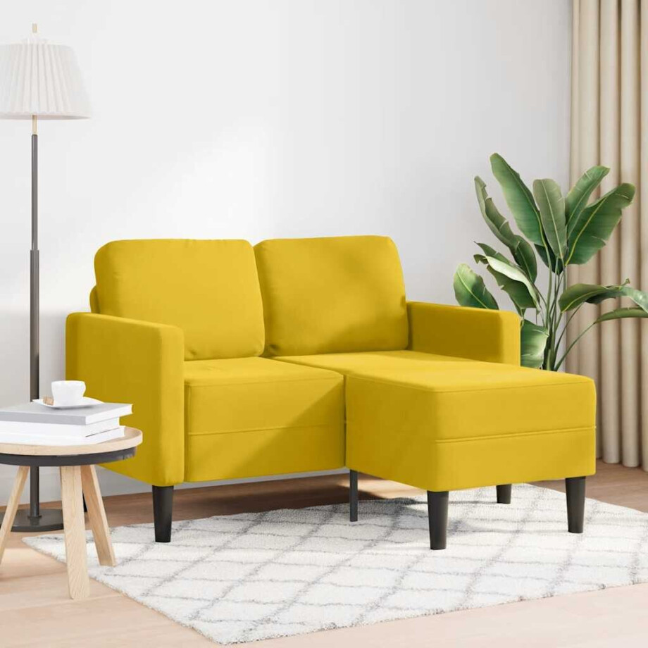 vidaXL 2-zitsbank met ligstoel L-vormig 125 cm fluweel geel afbeelding 1