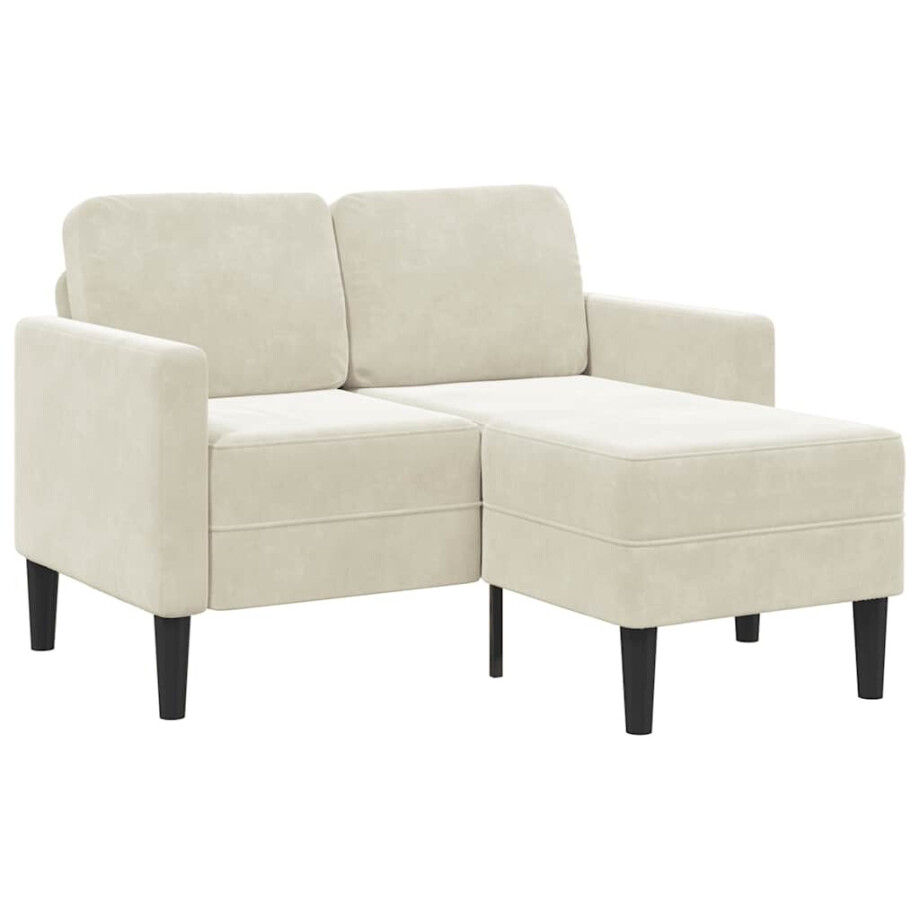 vidaXL 2-zitsbank met chaise L-vorm crèmekleurig 125 cm fluweel afbeelding 1