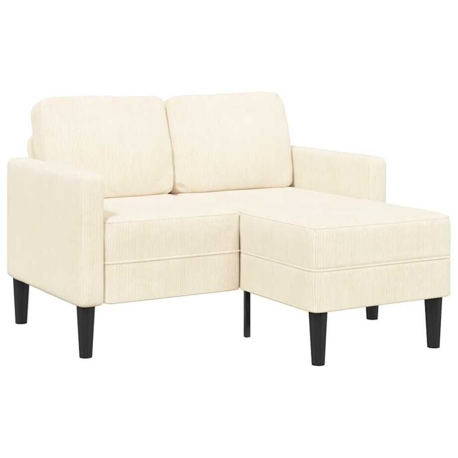 vidaXL 2-zitsbank met ligstoel L-vormig crèmekleurig 125 cm linnen afbeelding 1