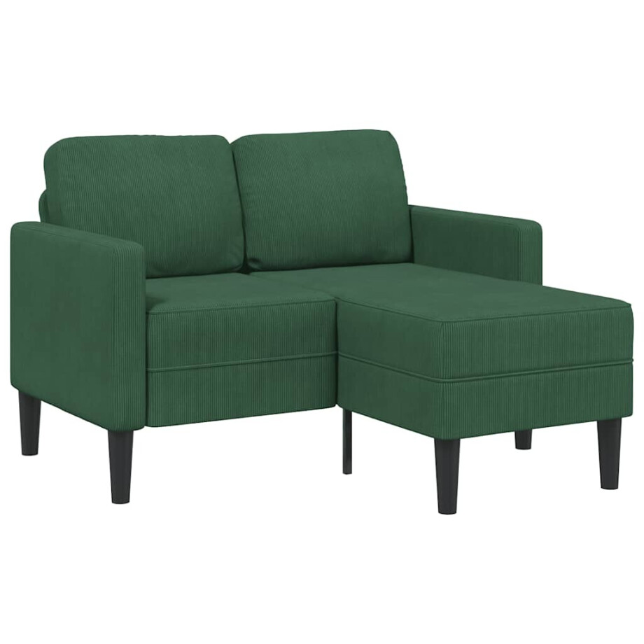 vidaXL 2-zitsbank met ligstoel L-vorm donkergroen 125 cm linnen afbeelding 1