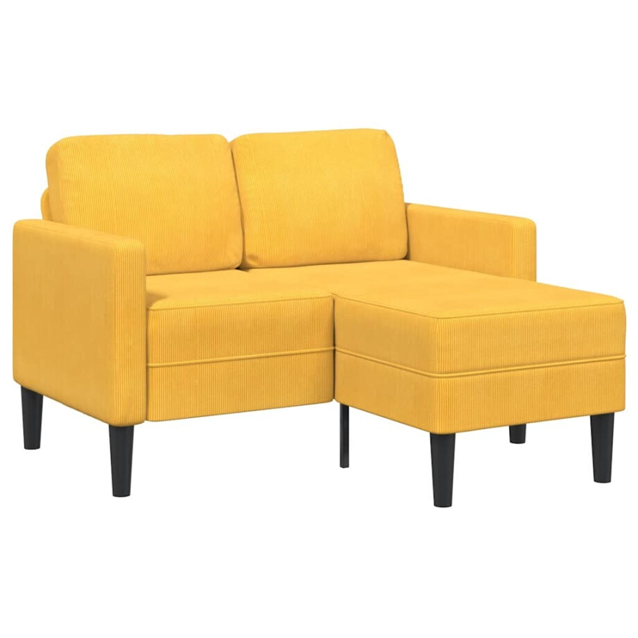 vidaXL 2-zitsbank met ligstoel L-vormig lichtgeel 125 cm linnen vidaXL 2-zitsbank met ligstoel L-vormig lichtgeel 125 cm linnen afbeelding 1