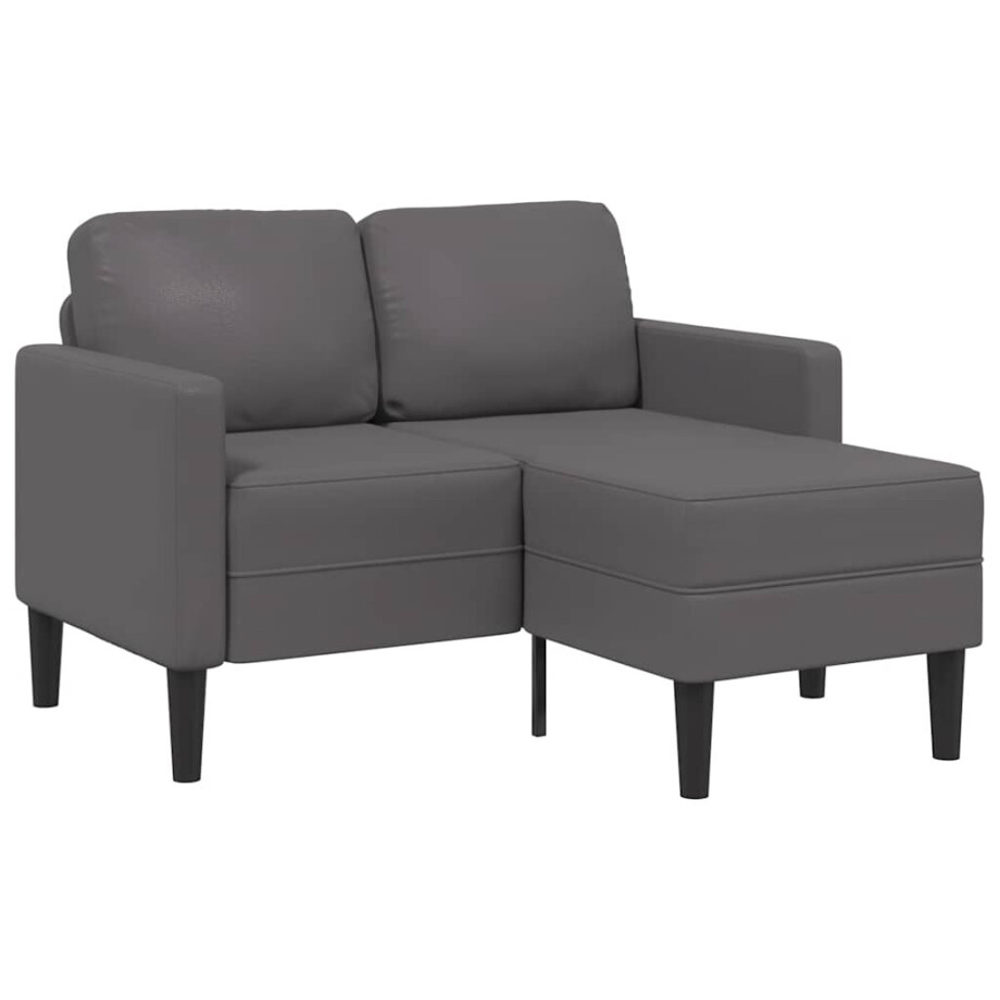 vidaXL 2-zitsbank met chaise longue, L-vormig, grijs, 125 cm, kunstleer afbeelding 1