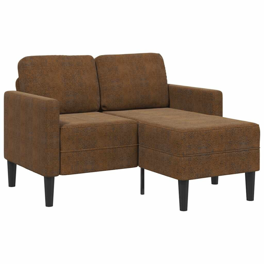vidaXL 2-zitsbank met chaise longue L-vormig bruin 125 cm kunstleer afbeelding 1