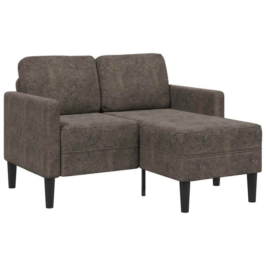 vidaXL 2-zitsbank met chaise longue, L-vormig, donkergrijs, 125 cm, kunstleer afbeelding 1
