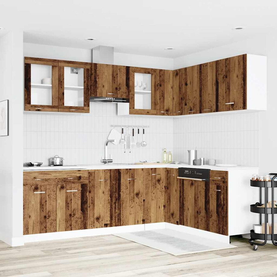 vidaXL 11-delige Keukenkastenset Lyon bewerkt hout oud houtkleurig afbeelding 1