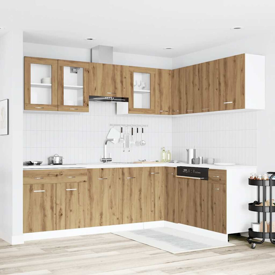 vidaXL 11-delige Keukenkastenset Lyon bewerkt hout artisanaal eiken vidaXL 11-delige Keukenkastenset Lyon bewerkt hout artisanaal eiken afbeelding 1