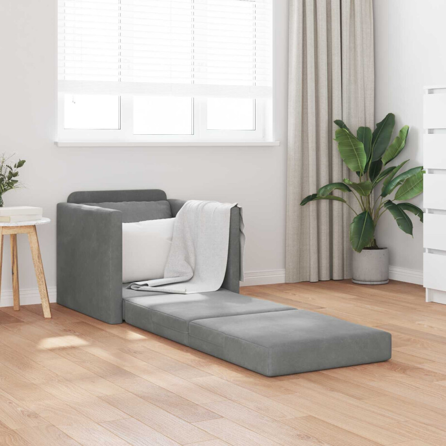 vidaXL Slaapbank Donkergrijs 74 x 77 x 81 cm Fluweel afbeelding 1