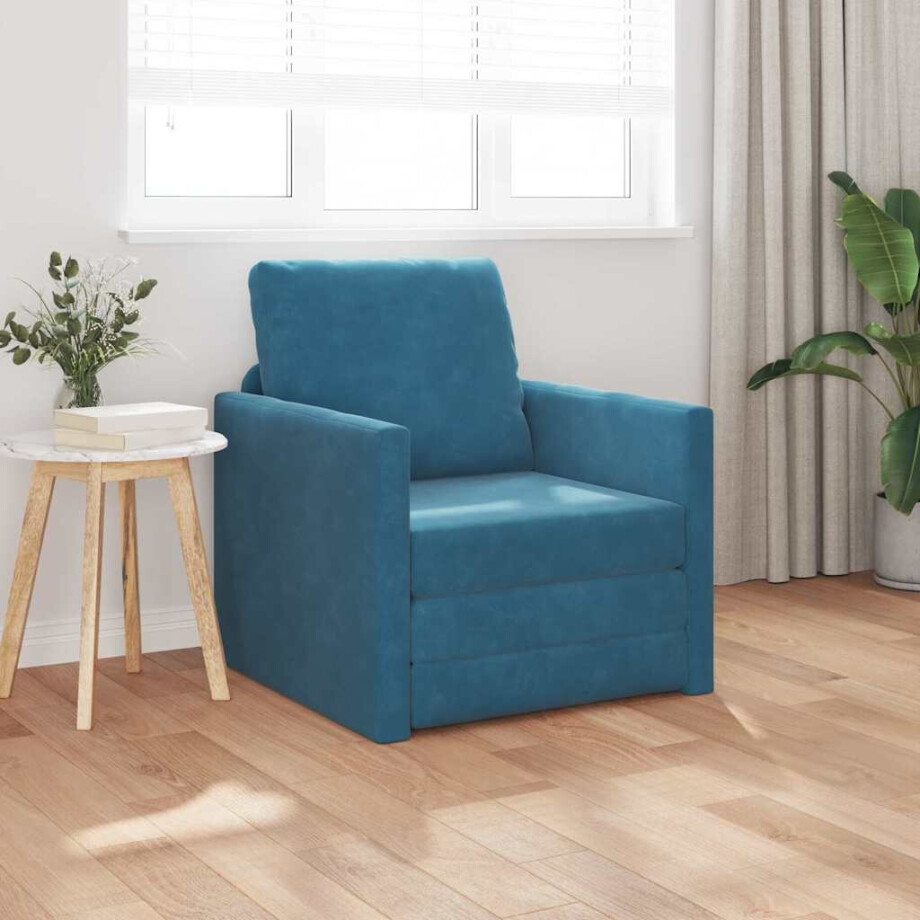 vidaXL Slaapbank Blauw 74 x 77 x 81 cm Fluweel afbeelding 1