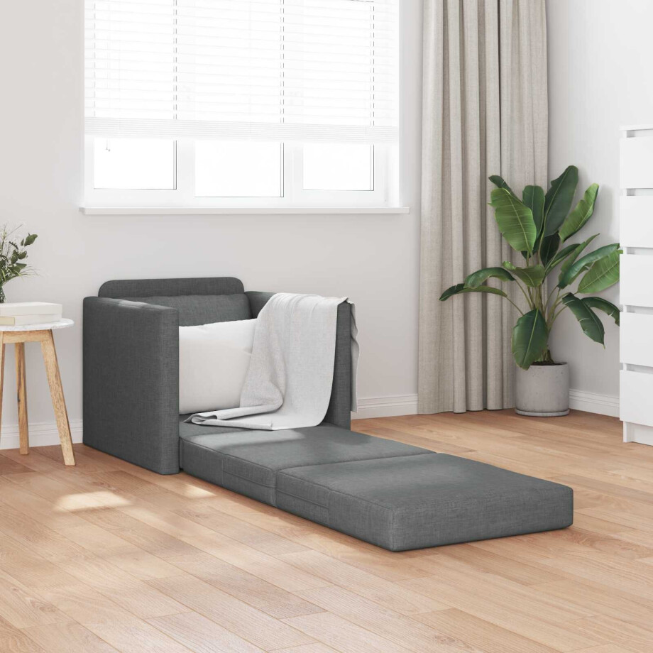 vidaXL Slaapbank 60cm Donkergrijs Stof afbeelding 1