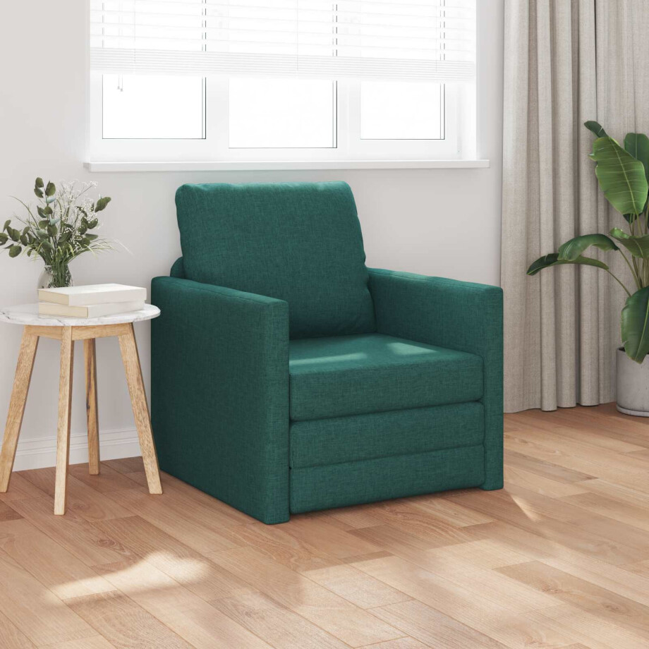 vidaXL Slaapbank Donkergroen 74 x 77 x 81 cm Stof vidaXL Slaapbank Donkergroen 74 x 77 x 81 cm Stof afbeelding 1