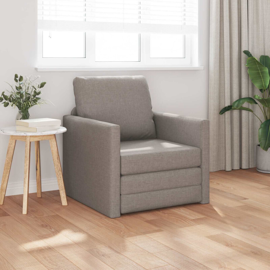 vidaXL Slaapbank Taupe 74 x 77 x 81 cm Stof vidaXL Slaapbank Taupe 74 x 77 x 81 cm Stof afbeelding 1