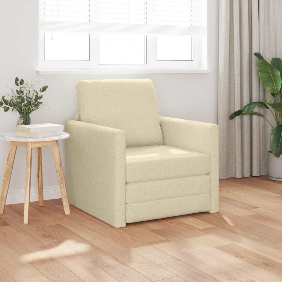 vidaXL Slaapbank Crème 74 x 77 x 81 cm Stof afbeelding 1