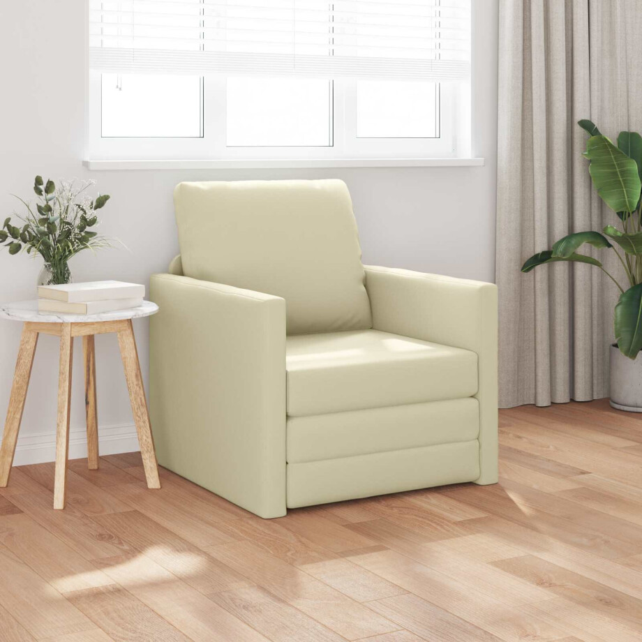 vidaXL Slaapbank 60cm Crème Kunstleer vidaXL Slaapbank 60cm Crème Kunstleer afbeelding 1