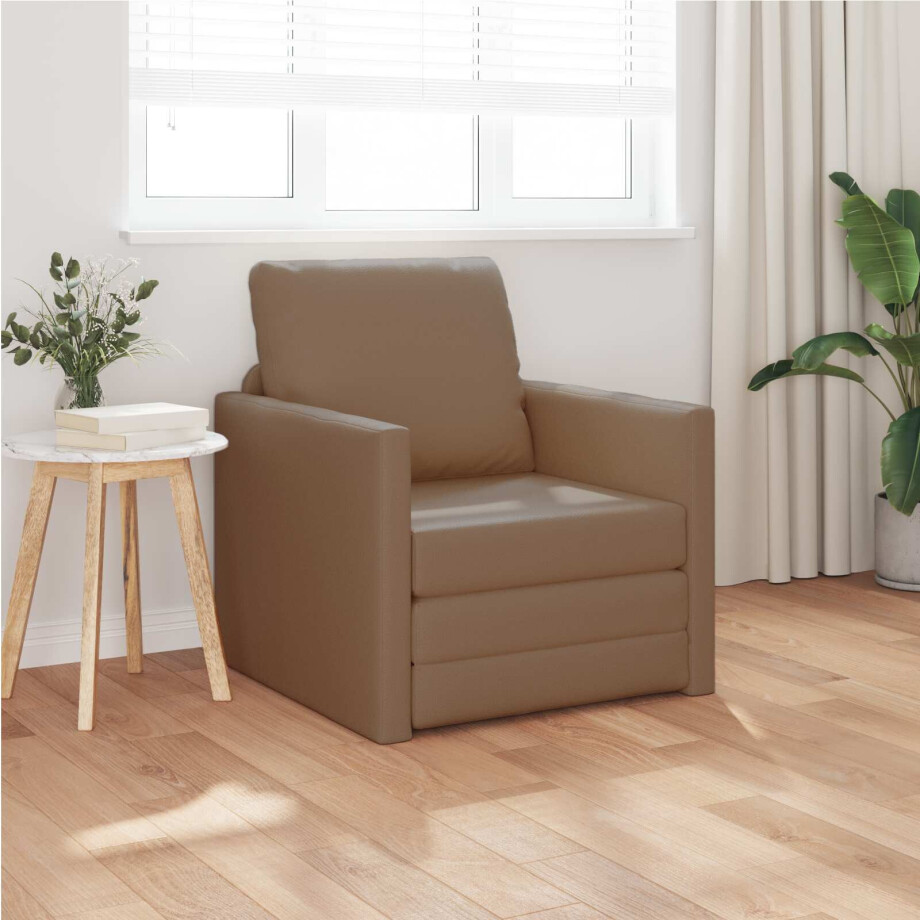 vidaXL Slaapbank 60cm Cappuccino Kunstleer vidaXL Slaapbank 60cm Cappuccino Kunstleer afbeelding 1