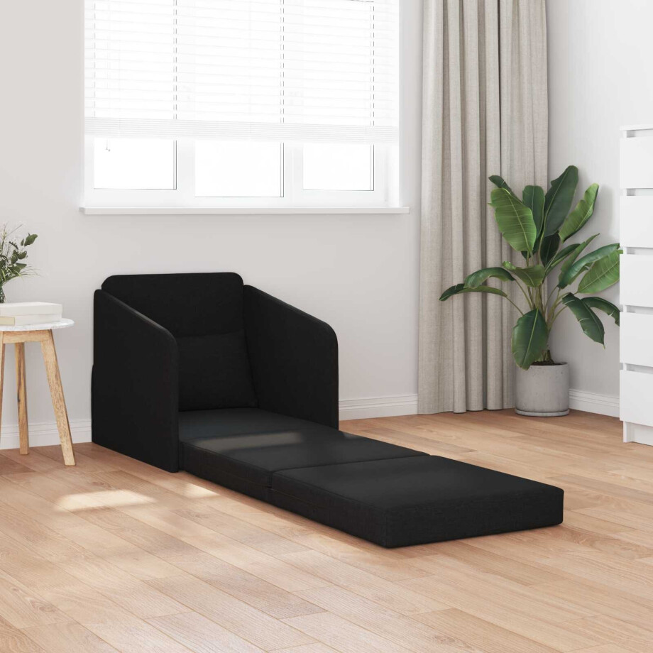 vidaXL Slaapbank Zwart 65 x 80 x 83 cm Stof vidaXL Slaapbank Zwart 65 x 80 x 83 cm Stof afbeelding 1