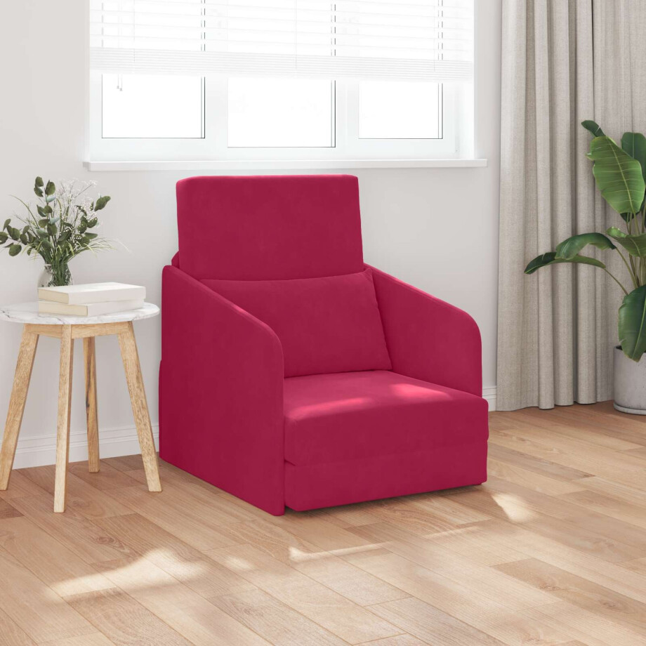 vidaXL Slaapbank Wijnrood 65 x 80 x 83 cm Fluweel vidaXL Slaapbank Wijnrood 65 x 80 x 83 cm Fluweel afbeelding 1
