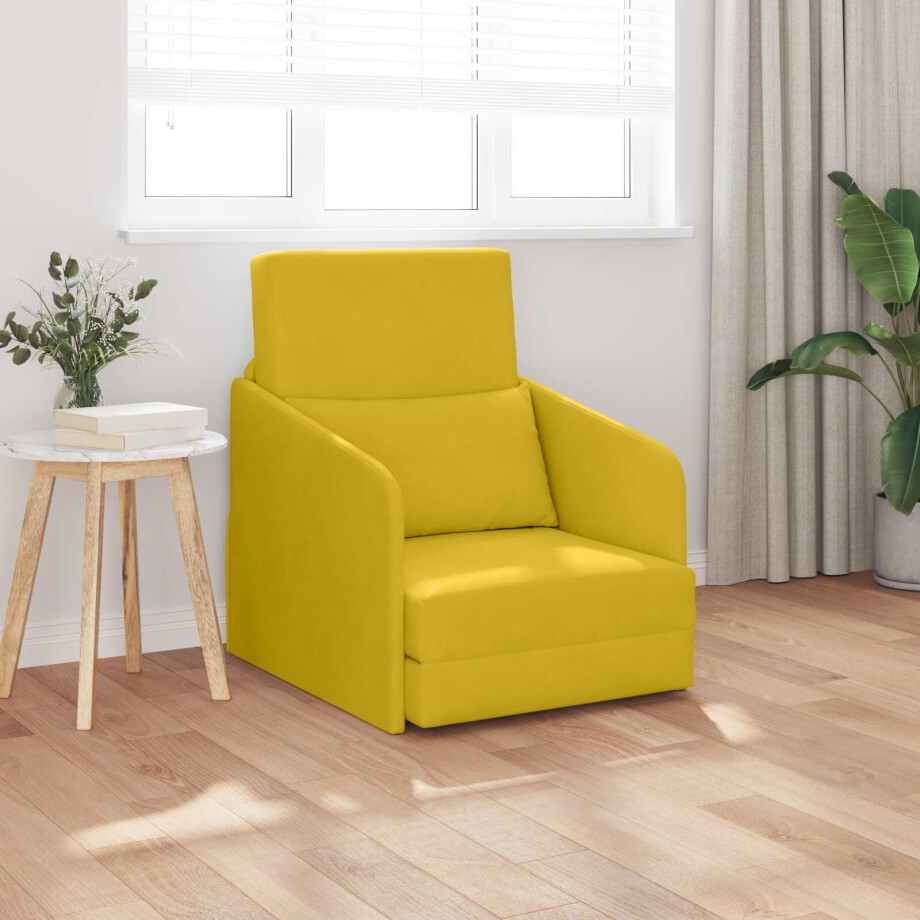 vidaXL Slaapbank Geel 65 x 80 x 83 cm Fluweel vidaXL Slaapbank Geel 65 x 80 x 83 cm Fluweel afbeelding 1