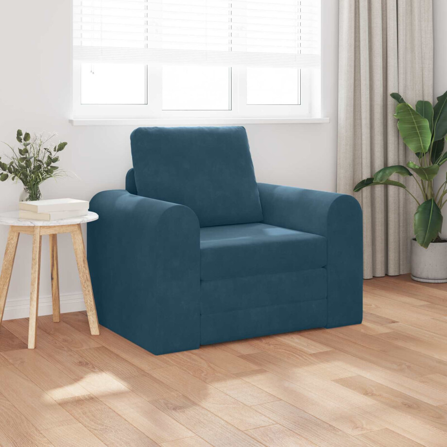 vidaXL Slaapbank Blauw 98 x 71 x 83 cm Fluweel afbeelding 1
