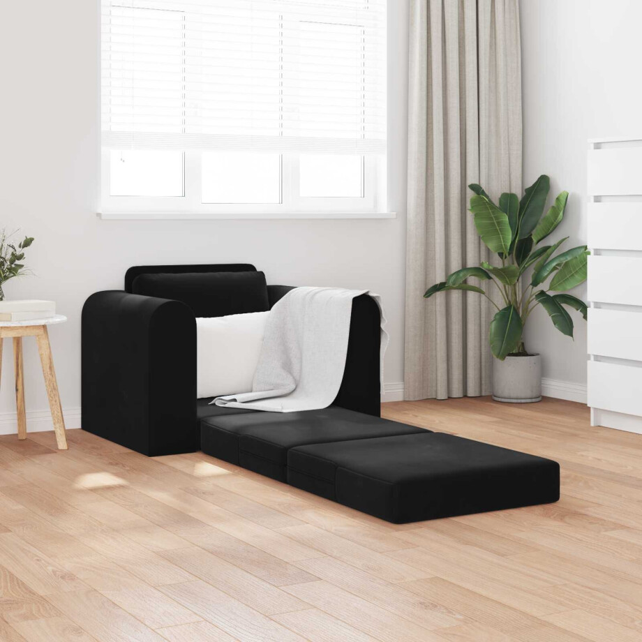 vidaXL Slaapbank Zwart 98 x 71 x 83 cm Fluweel vidaXL Slaapbank Zwart 98 x 71 x 83 cm Fluweel afbeelding 1