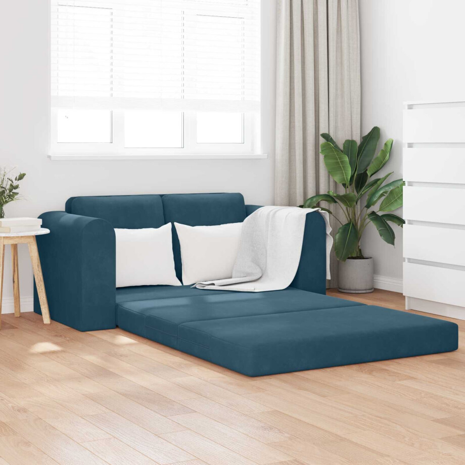 vidaXL Slaapbank Blauw 148 x 71 x 83 cm Fluweel afbeelding 1