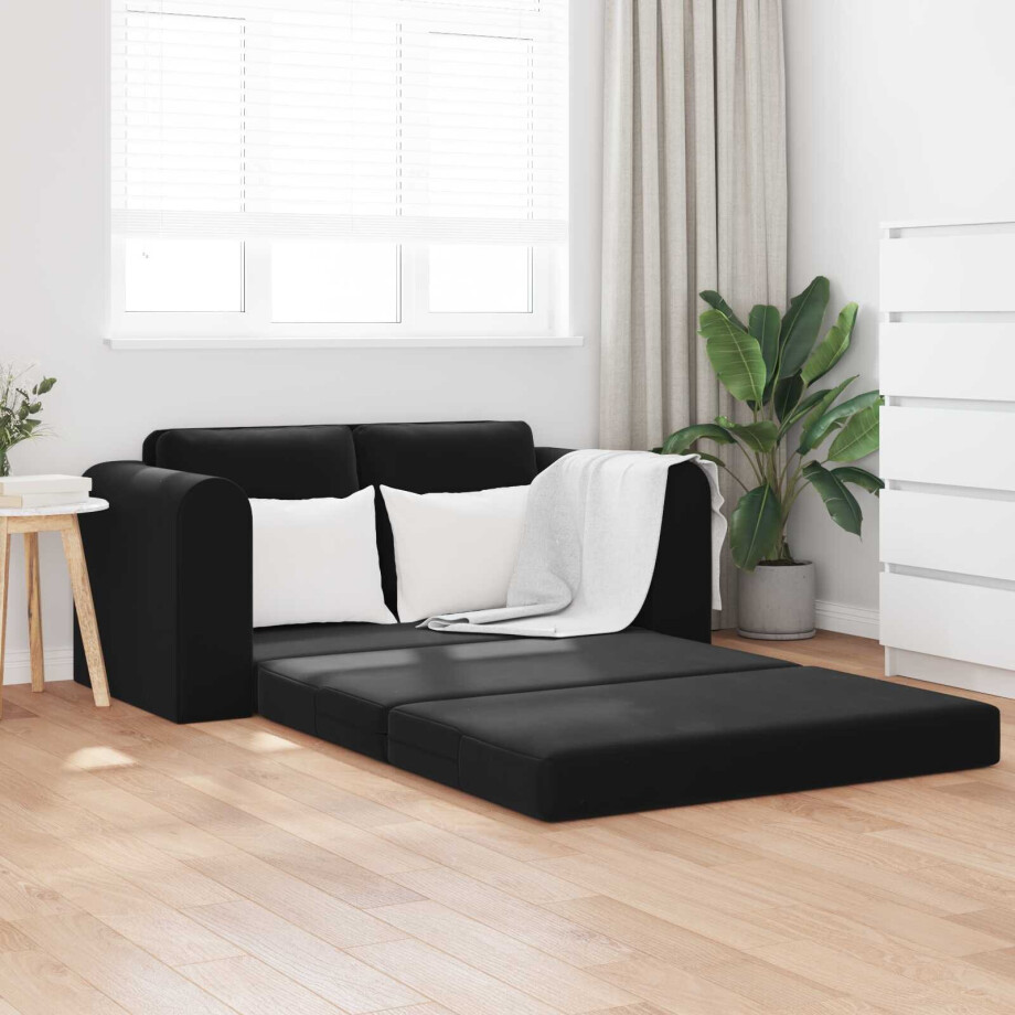 vidaXL Slaapbank Zwart 148 x 71 x 83 cm Fluweel vidaXL Slaapbank Zwart 148 x 71 x 83 cm Fluweel afbeelding 1