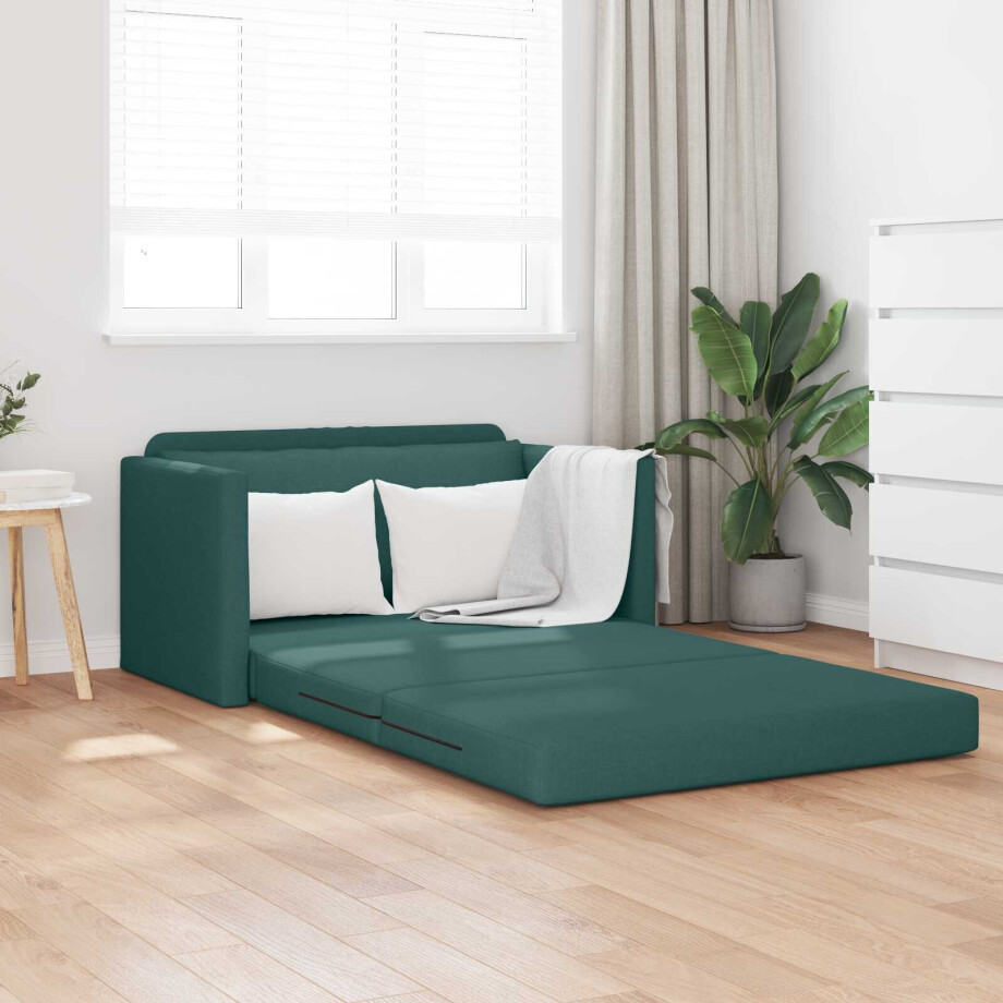 vidaXL Slaapbank 110cm Donkergroen Stof afbeelding 1