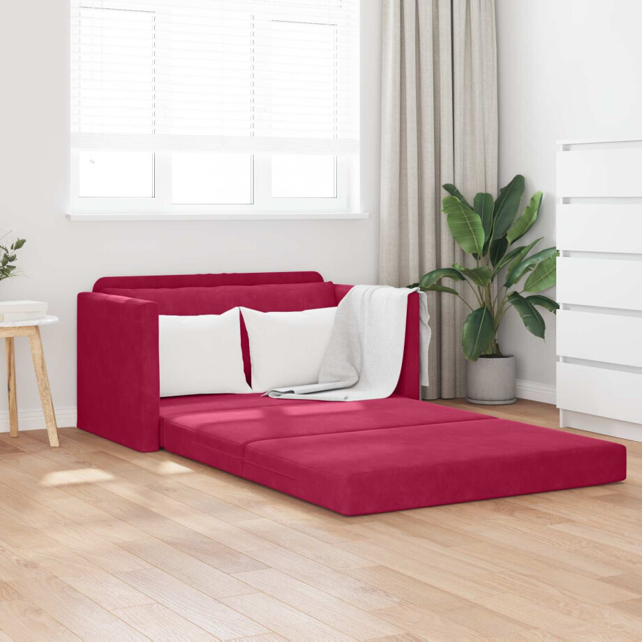 vidaXL Slaapbank Wijnrood 124 x 71 x 78 cm Fluweel vidaXL Slaapbank Wijnrood 124 x 71 x 78 cm Fluweel afbeelding 1