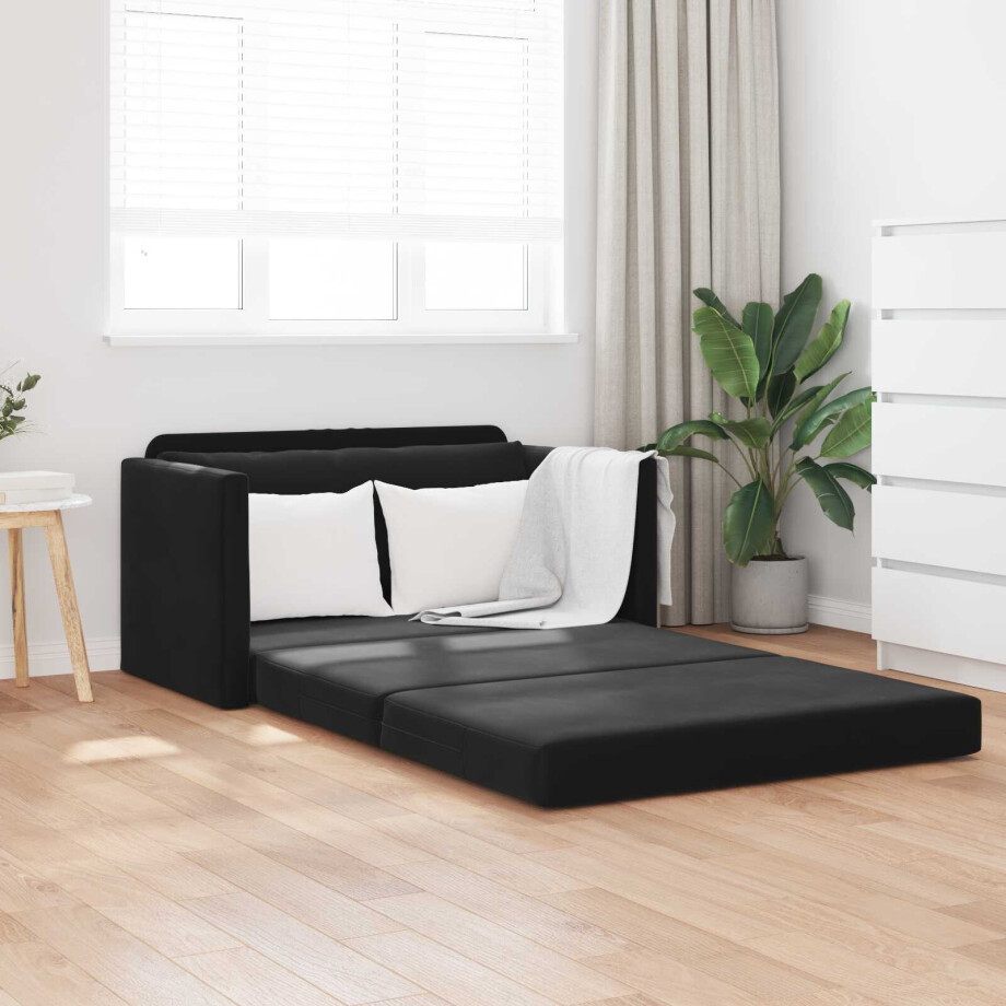 vidaXL Slaapbank Zwart 124 x 71 x 78 cm Fluweel vidaXL Slaapbank Zwart 124 x 71 x 78 cm Fluweel afbeelding 1