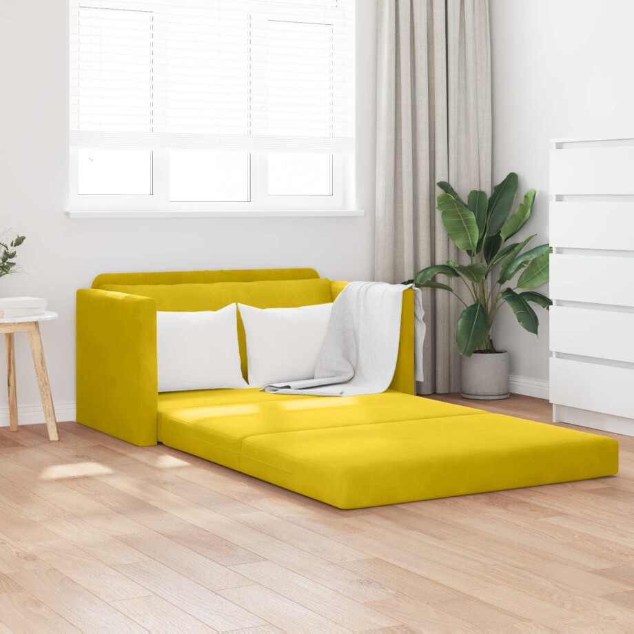 vidaXL Slaapbank Zonnebloemgeel 124 x 71 x 78 cm Fluweel vidaXL Slaapbank Zonnebloemgeel 124 x 71 x 78 cm Fluweel afbeelding 1
