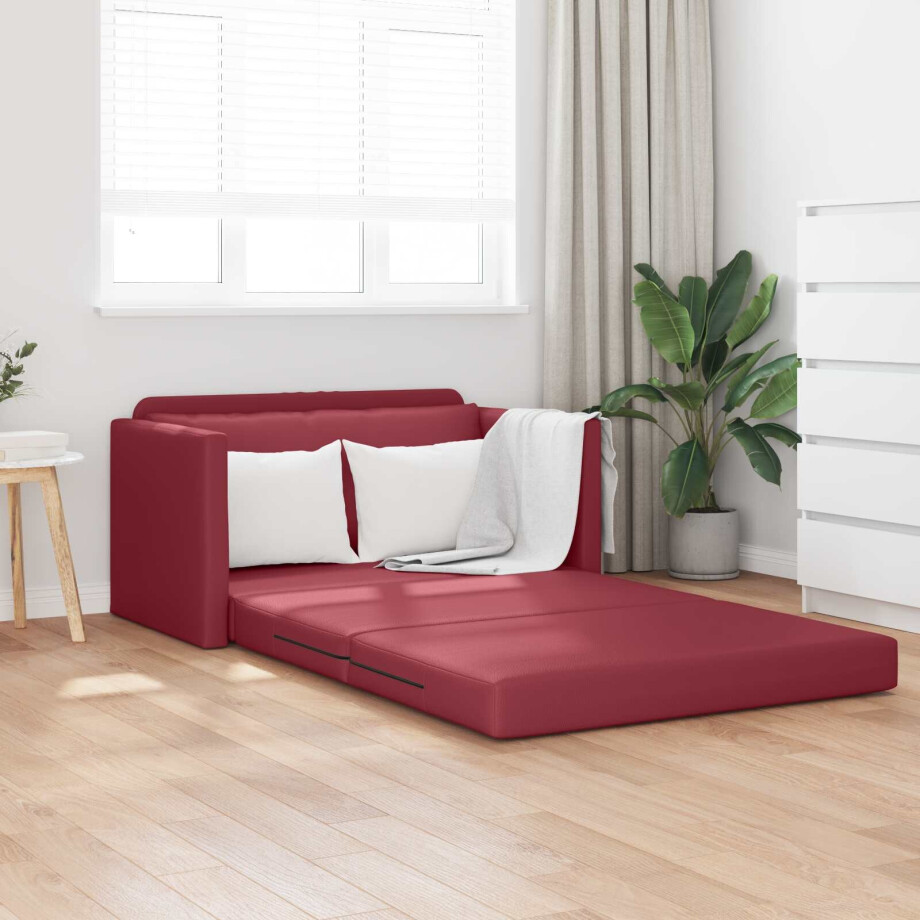 vidaXL Slaapbank Wijnrood 124 x 71 x 78 cm Kunstleer vidaXL Slaapbank Wijnrood 124 x 71 x 78 cm Kunstleer afbeelding 1