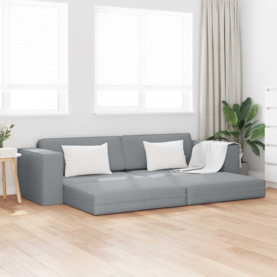 vidaXL Slaapbank Lichtgrijs 245 x 78 x 77 cm Stof afbeelding 1