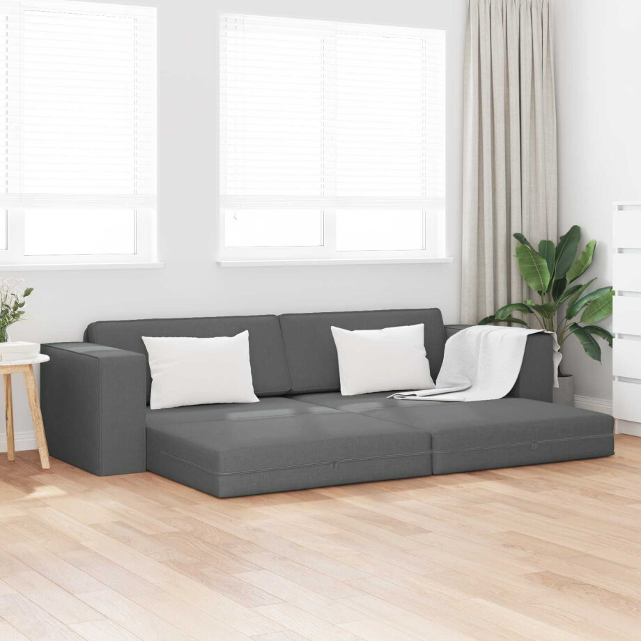 vidaXL Slaapbank Donkergrijs 245 x 78 x 77 cm Stof vidaXL Slaapbank Donkergrijs 245 x 78 x 77 cm Stof afbeelding 1