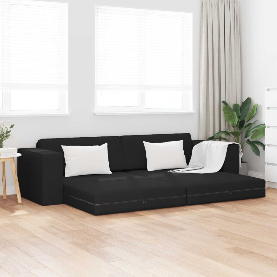 vidaXL Slaapbank Zwart 245 x 78 x 77 cm Stof vidaXL Slaapbank Zwart 245 x 78 x 77 cm Stof afbeelding 1
