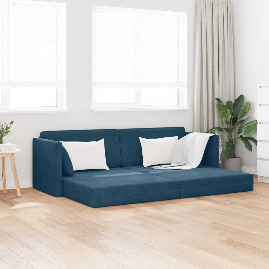 vidaXL Vloerslaapbank Blauw 213 x 70 x 77 cm Fluweel vidaXL Vloerslaapbank Blauw 213 x 70 x 77 cm Fluweel afbeelding 1