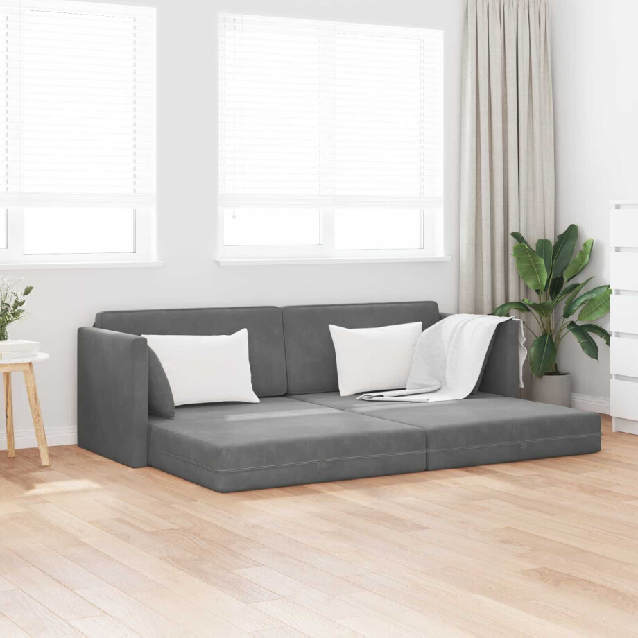 vidaXL Vloerslaapbank Donkergrijs 213 x 70 x 77 cm Fluweel vidaXL Vloerslaapbank Donkergrijs 213 x 70 x 77 cm Fluweel afbeelding 1
